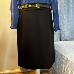 J. Crew Women's No.2 Pencil Skirt Size 8 Black 100% Wool Midi Back Slit Zipper‎